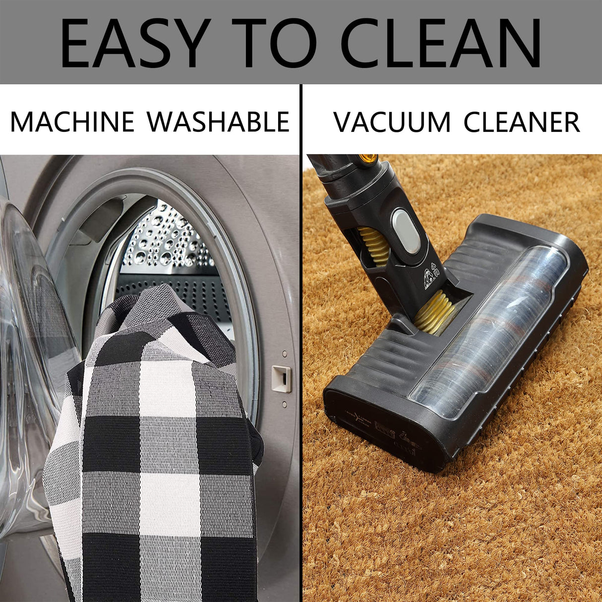 Home Sweet Home Doormat Set, 2-Piece Layered Front Porch Mat Combo, Natural Coir Welcome Mat with Black and White Buffalo Plaid Rug, Farmhouse Outdoor Entryway Decor for Porch, Patio, Home Homydecor