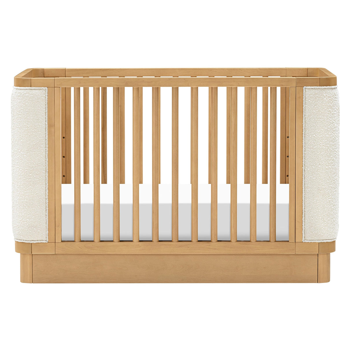 Babyletto Bondi Boucle 4-in-1 Convertible Crib with Toddler Bed Conversion Kit in Honey with Ivory Boucle, Greenguard Gold Certified babyletto