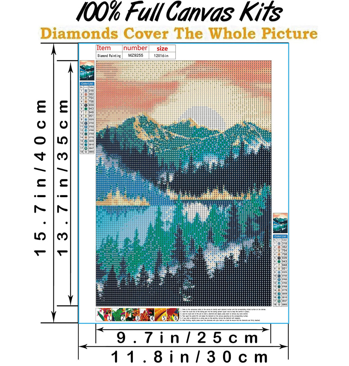 Hestarcul 5D Sunrise Diamond Painting Kit,Diamond Art Kits for Adults,Diamond Dots,Paint with Diamonds Round for Gift,Wall Decor(12x16) (Lake Mist) Hestarcul