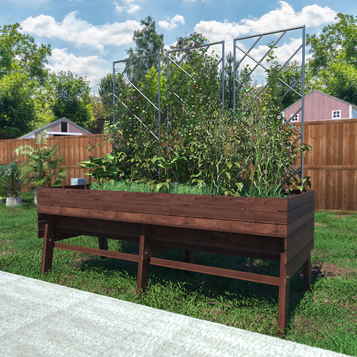Yardenaler 6x3x2FT Raised Garden Bed for Vegetable and Flower with Legs, Large Outdoor Elevated Wood Planted Box with Liner, Backyard and Patio, Rustic Brown Yardenaler
