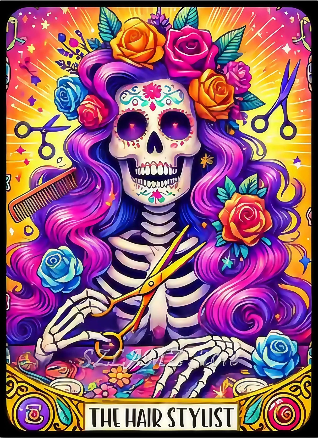 BYGFHLYW 5D Flower Diamond Art Kits for Adults, Skull Diamond Painting for Adults Beginner, DIY Full Drill Diamond Dot Gem Painting for Home Wall Decor 12x16inch BYGFHLYW