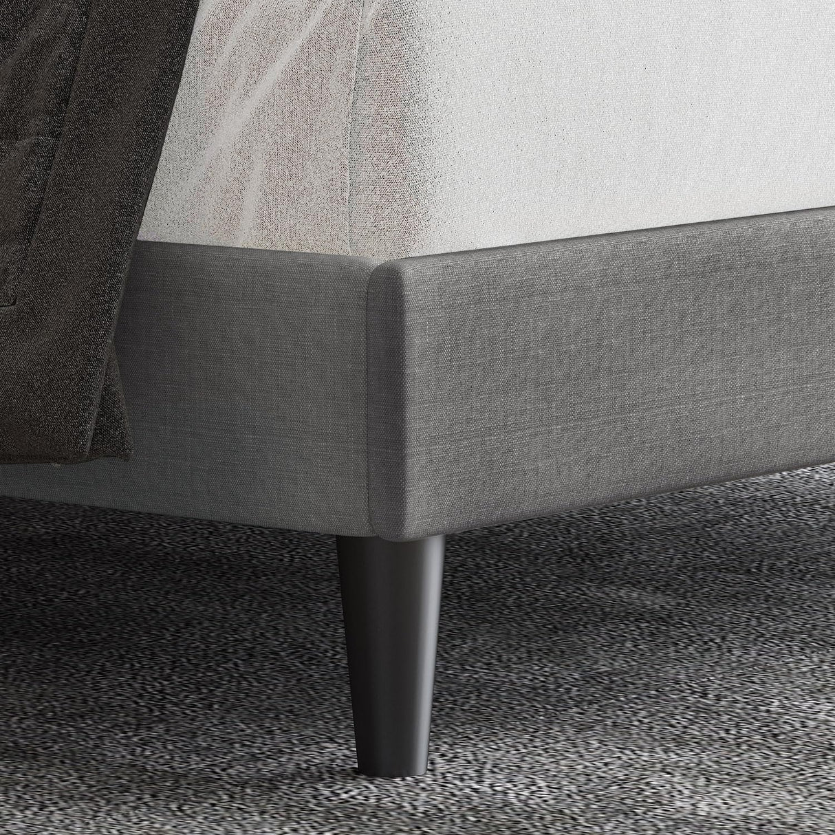 Allewie Light Grey Upholstered Full Size Bed Frame with Adjustable Headboard Allewie