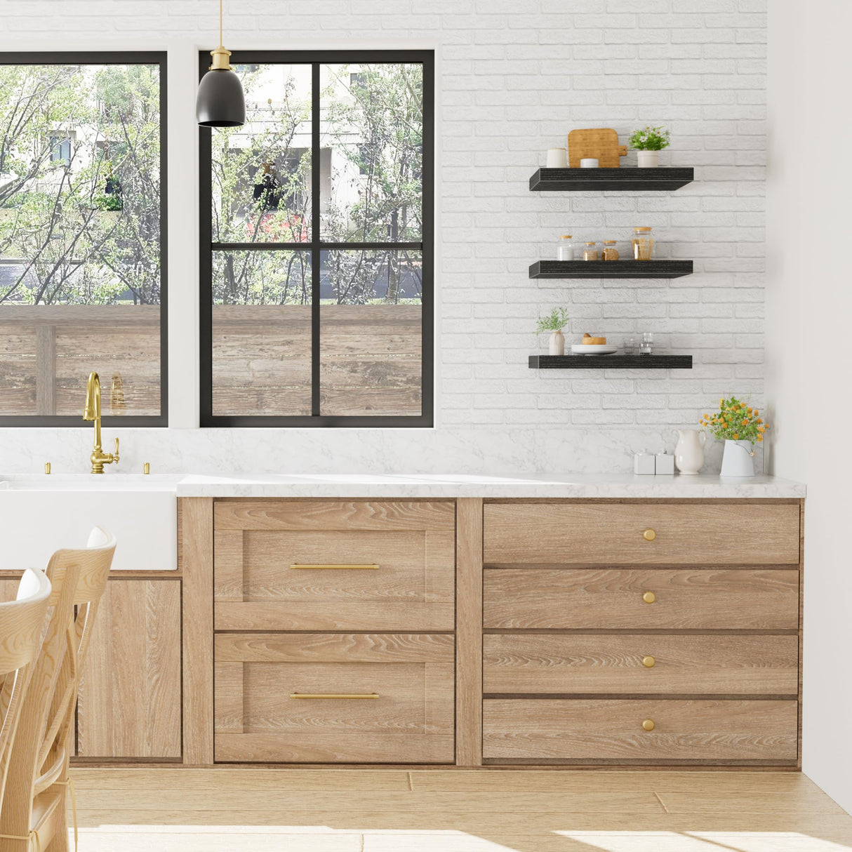 QEEIG 10" Deep Floating Shelves for Wall - 10 x 16 inch Book Shelf Bathroom Bedroom Kitchen Living Room Hanging Bookshelf Farmhouse Set of 3, Black (025-40B3) QEEIG