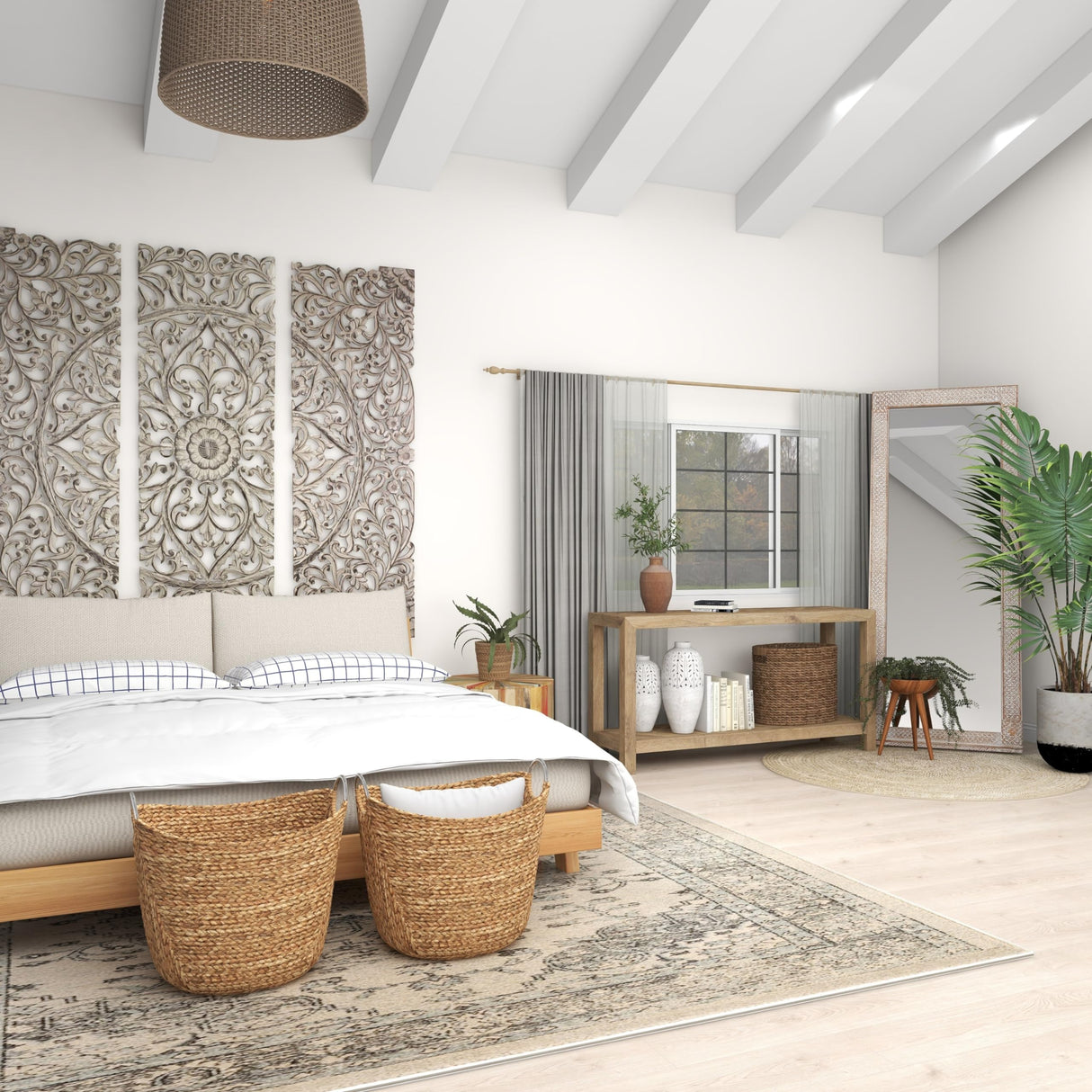 Deco 79 Seagrass Handmade Decorative and Functional Storage Basket Large Woven Basket Organizer with Ring Metal Handles, Basket for Storage 21" x 17" x 19", Brown Deco 79