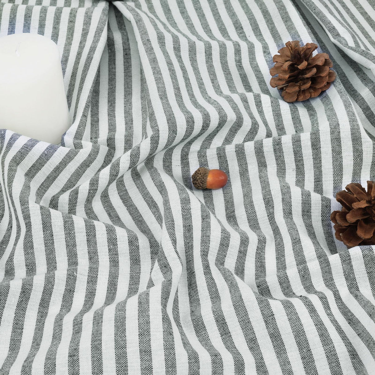 Cotton Linen Farmhouse Kitchen Curtains 36 Inch Boho Rustic Button Tier Curtains Natural/Sage Green Stripe Color Block Curtain Rod Pocket Small Window Curtain for Cafe Bathroom Bedroom Drapes BLEUM CADE