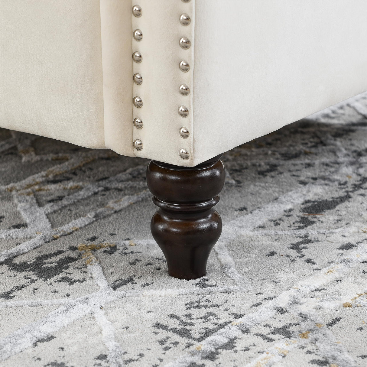 LyuHome 5-Seater Chesterfield Velvet Sofa Set,Tufted Sofa Couch Set with Rolled Arms and Nail Head for Living Room,Office,Apartment,Beige(3-Seater + 2-Seater) LyuHome