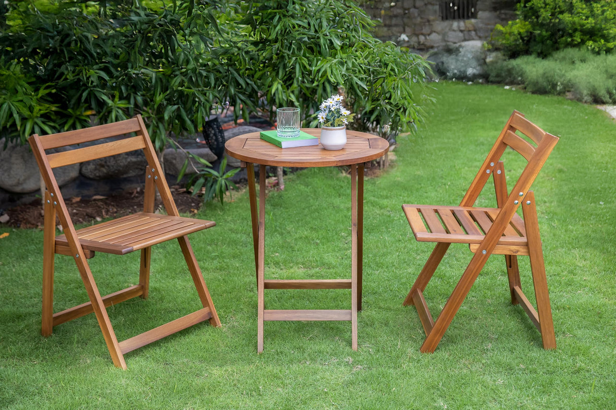 VICTORY RELAX Acacia Wood Round Table, Foldable Waterproof Large, Collapsible Rustic Outdoor Wooden Coffee Tables for Patio Lawn Deck Balcony Bathroom-Natural VICTORY RELAX