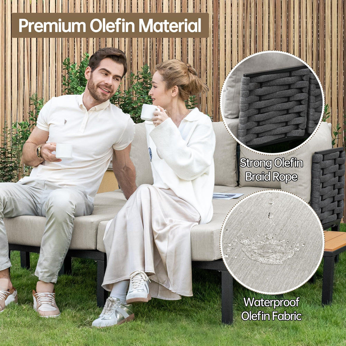 PIZZELLO 12 Pieces Outdoor Patio Furniture w/ 6" Thick Cushion, U-Shaped Sofa Set, All Weather Sectional Conversation Modular Couch for Garden, Deck, Lawn PIZZELLO