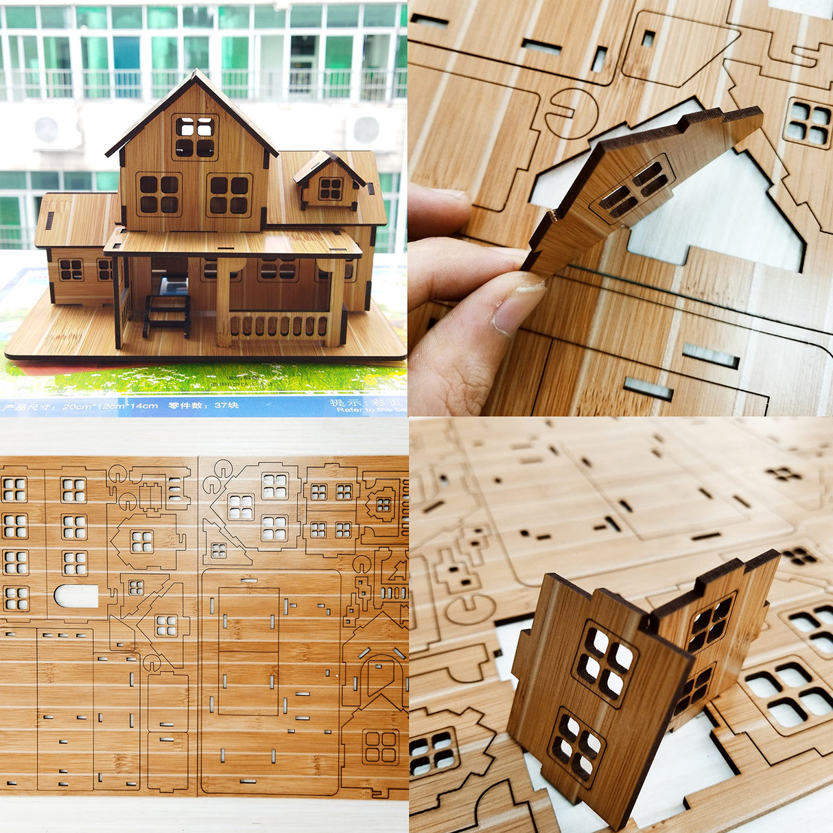 3D Wooden Puzzles Little House Building Model Kits for Adults, 7.9"*4.7"*5.5", 3D Jigsaw Brain Teaser Puzzles, Log Cabin Model Kits Wooden Hut Model (1PCS) MPIUET