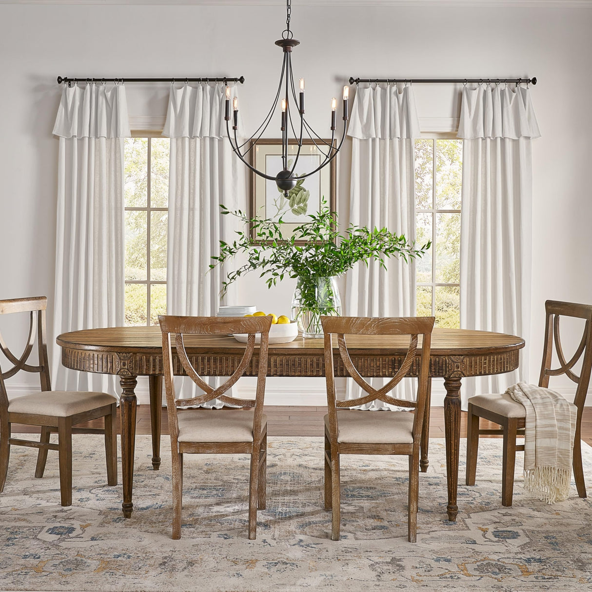 Mercantile Drop Cloth Curtain Panel, Light Filtering Ring & Tab Top with Attached Valance, 84 in Long x 50 in Wide, Farmhouse Single Window Panel, Bedroom, Living Room & Dining Room, Off White Mercantile