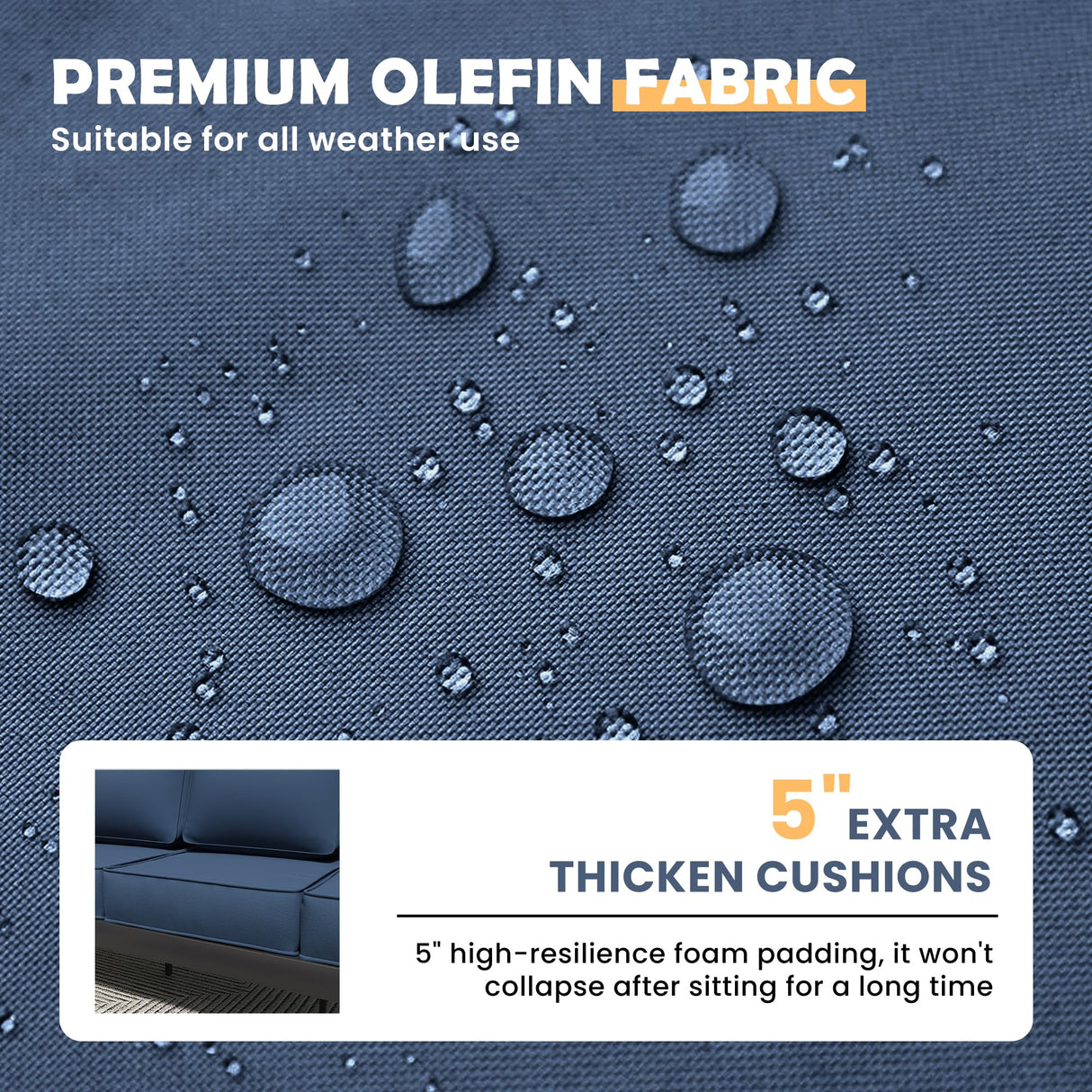 Amopatio Aluminum Patio Furniture Set, 10 Pieces Modern Patio Conversation Sets, Outdoor Sectional Metal Sofa with Coffee Table for Balcony, Garden, Dark Grey&Blue (Included Waterproof Covers) Amopatio