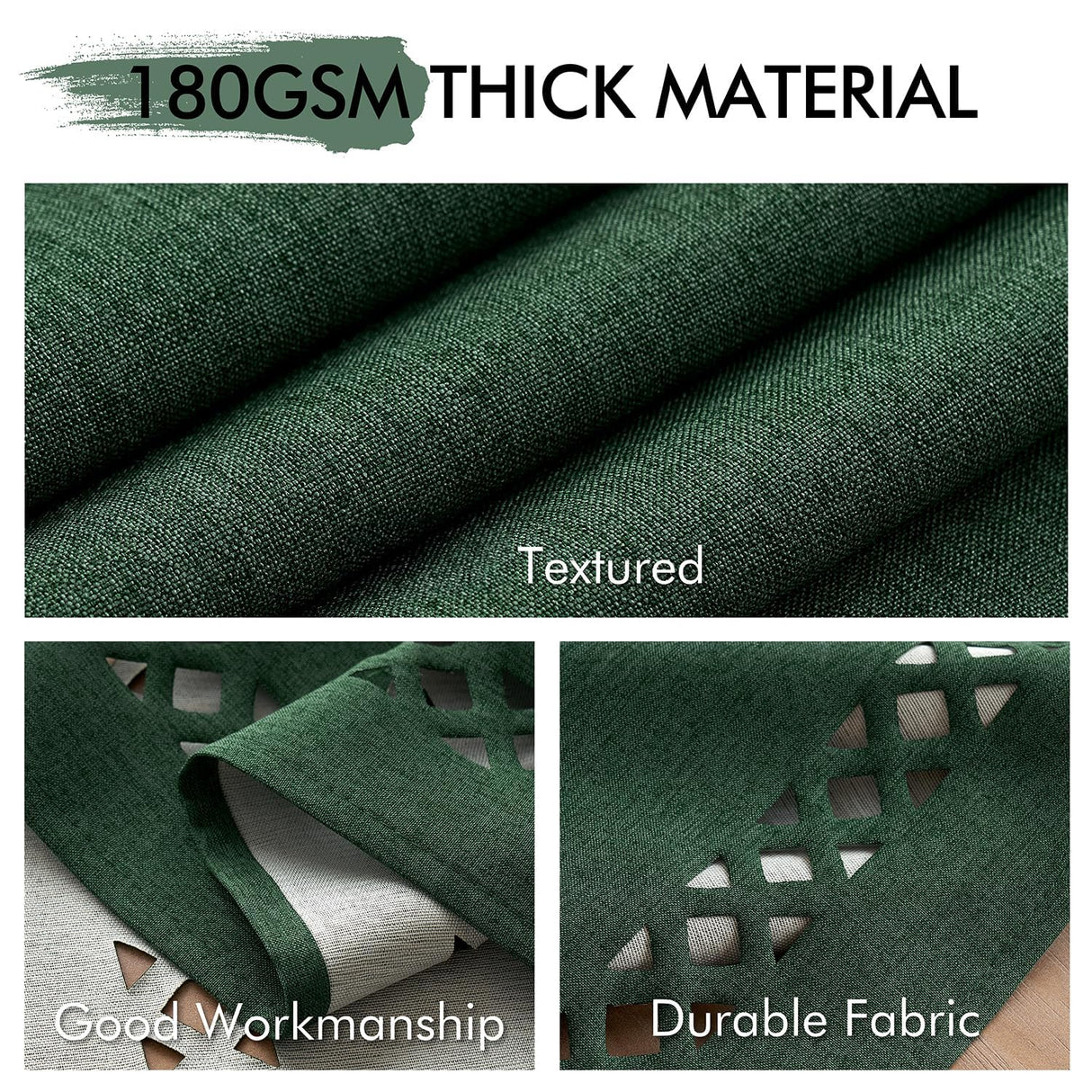 MIULEE Hunter Green Thick Polyester Linen Rectangle Tablecloth Decorative Cutouts Waterproof Stain and Wrinkle Resistant Table Cloth Christmas Holiday Table Cover for Dining Kitchen, 52 x 70 inch MIULEE