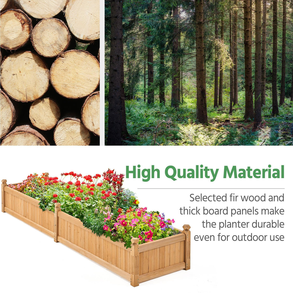 Yaheetech 90.5″ L×23.5″ W×16″ H Wooden Raised Garden Bed, Horticulture Wood Rectangular Garden Planter Outdoor, Raised Planter Box for Yard/Greenhouse/Vegetable/Flower/Herbs, Light Brown Yaheetech