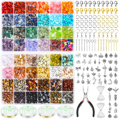 PAXCOO 2278Pcs Crystal Beads for Jewelry Making Supplies, 48 Colors Ring Making Kit Crystals Jewelry Making Kit for Adults Bracelet Earring Necklace Making