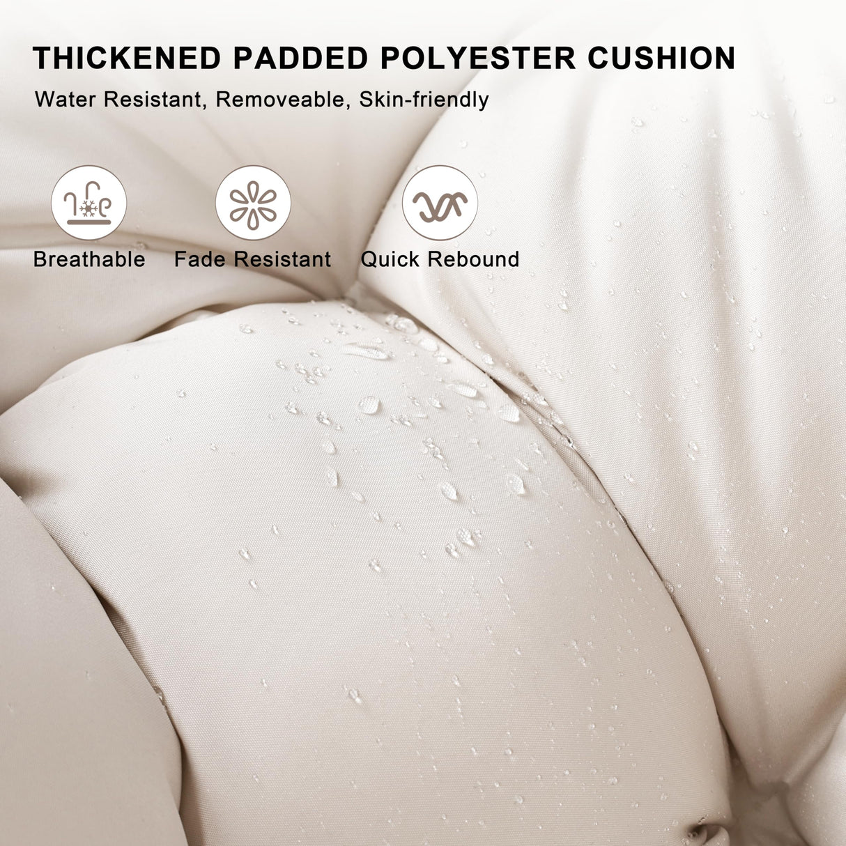 knocetx Rocking Egg Chair, Outdoor Rocking Chair with Thick Cushion, Modern Indoor Outdoor Papasan Rocking Chair, Lounge Rocker for Balcony, Living Room, Bedroom, Porch, Patio, Lawn, Garden (Ivory) knocetx