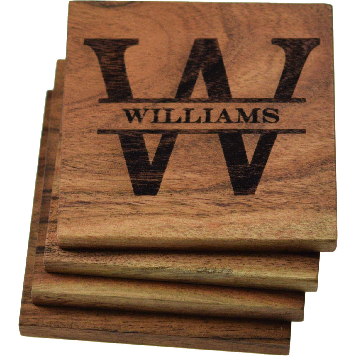 Personalized/Monogrammed Coaster Set – Custom Wood Coasters with Personalized Design – Home Bar Gift or Housewarming Gift – Bourbon/Whiskey Lovers Gift, Fully Customizable – Home Bar Gifts Prestige Decanters