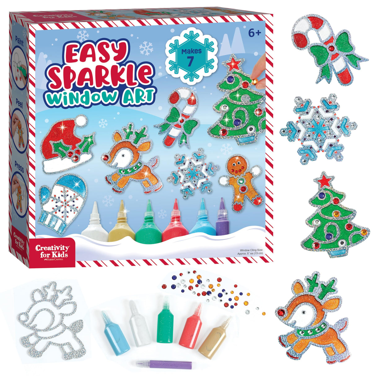Creativity for Kids Holiday Easy Sparkle Window Art Craft Kit: Create 7 Window Art Designs, Holiday Crafts, Christmas Crafts for Kids Ages 6-8+, Christmas Activities for Kids Creativity for Kids