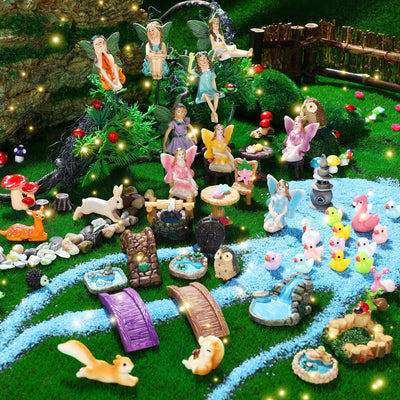 120 Pieces Garden Kit Accessories Garden Animals Miniatures Fairies Miniature Figurines Micro Landscape Ornaments DIY Kit for Outdoor Yard Lawn