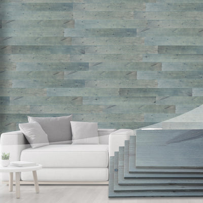 Brosisincorp Nail Up Real Barn Wood Planks, Thicken Rustic Reclaimed Wood Panel for Accent Walls, 11 Sq.Ft, 6 Pack, 48" L X 5.5" W X 0.3" Th - Charcoal Gray