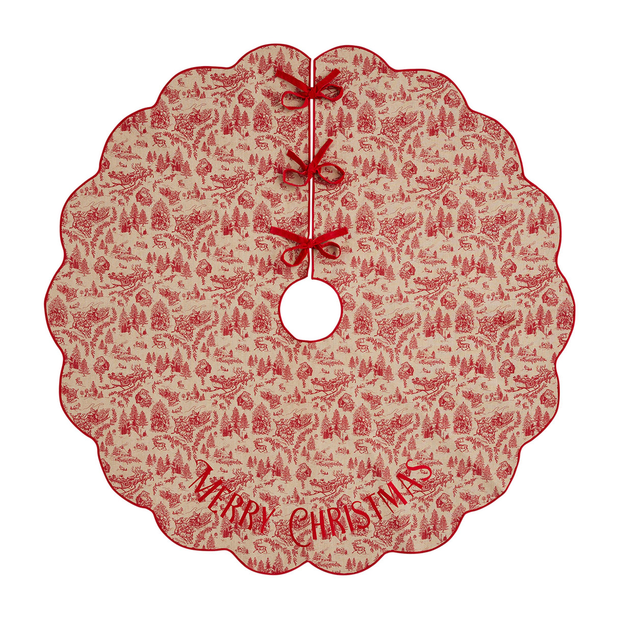 Mud Pie Toile Scalloped Tree Skirt; 54" Dia Mud Pie