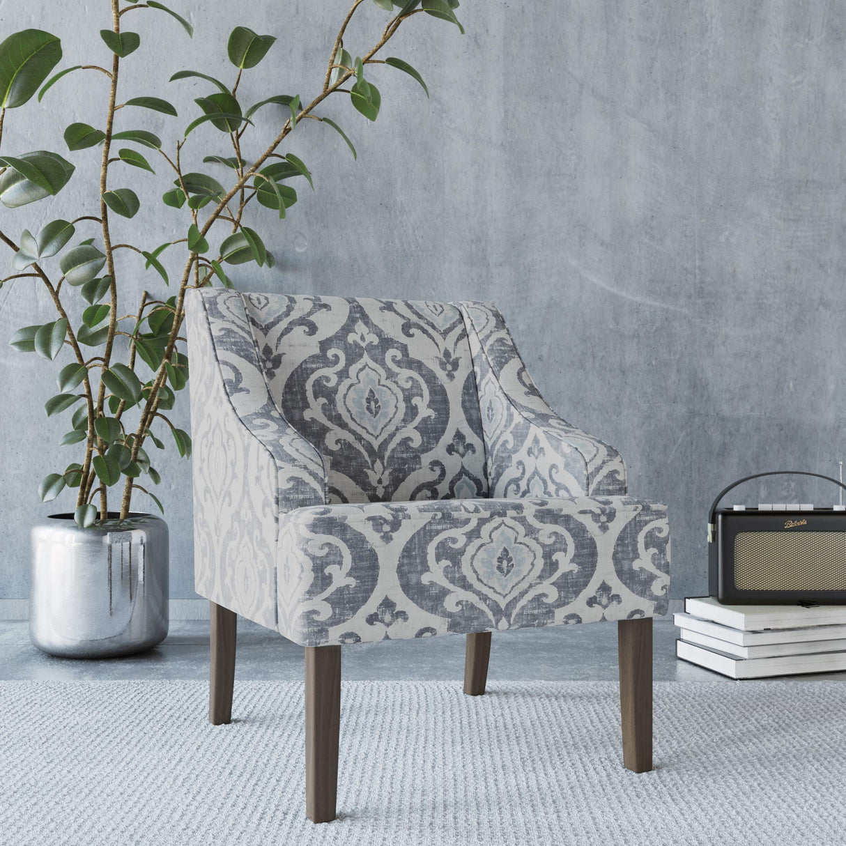 HomePop Velvet Swoop Arm Accent Chair, Suri Blue HomePop