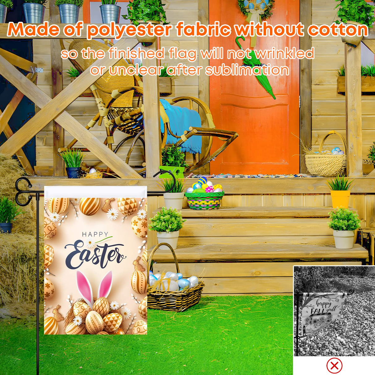 Blank Garden Flags 3-layer Fabric Double Sided Sublimation Lawn Yard Banner for Heat Transfer Vinyl 12X18 In 40 Pack White WANZELONYO