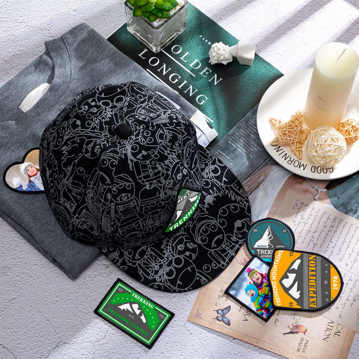 60 Pieces Blank Sublimation Patches 6 Shapes Iron-on Black Patches Fabric Repair Patches Decorative Patches for Hats Clothes Uniforms Jeans Backpacks Vest Waydress