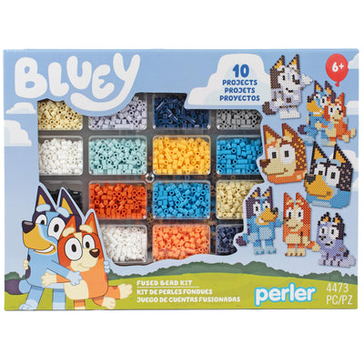 Perler 80-57182 Bluey Fused Bead Deluxe Box Kit, 10 Unique Patterns, Multicolor, 4473 Pieces