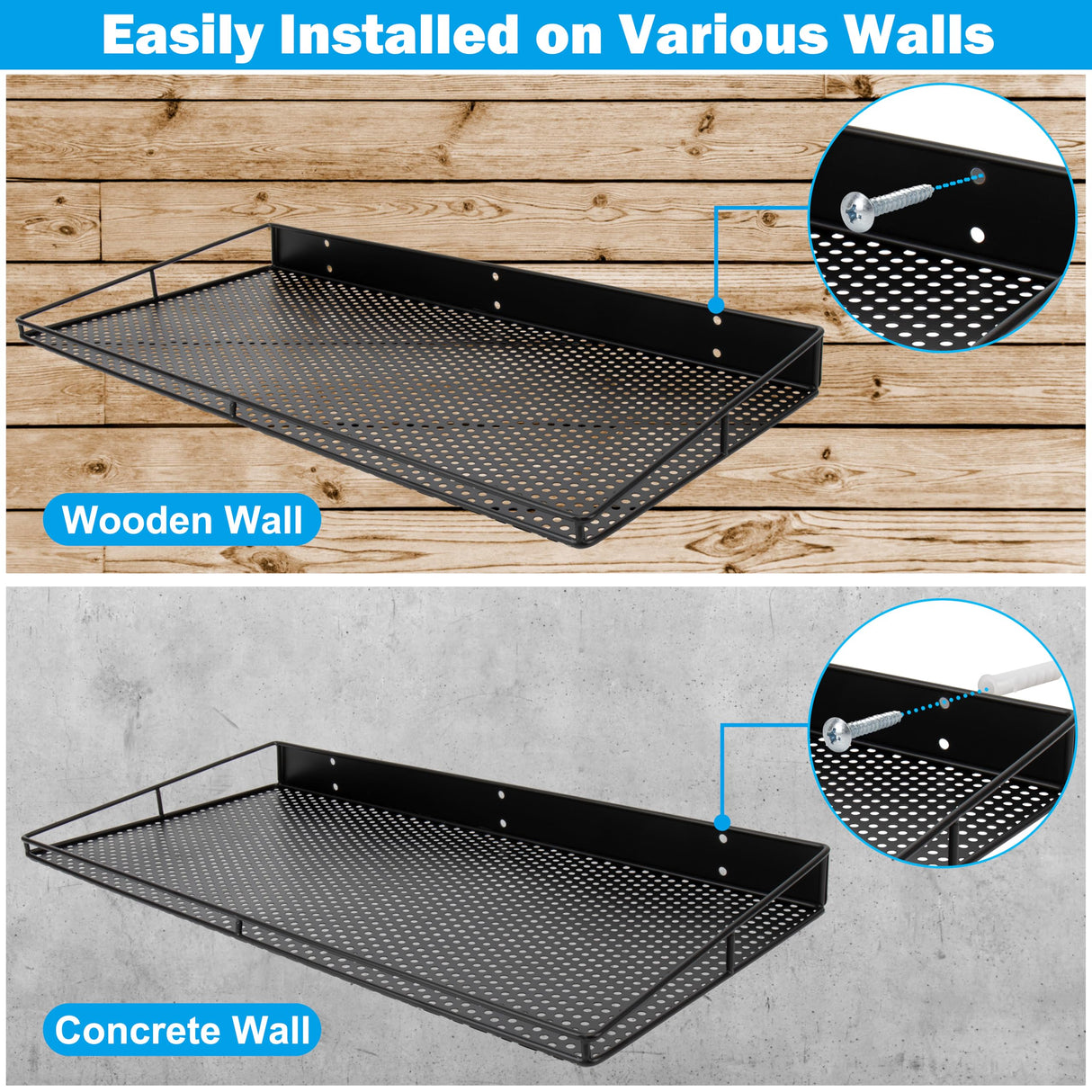 RedCall Heavy-Duty Wall Shelf, 2 Pack Garage Shelf, 23.5" x 12" Large Wall Mounted Shelves for Garage, Laundry Room, Closet, Holds Up to 75 Lbs RedCall