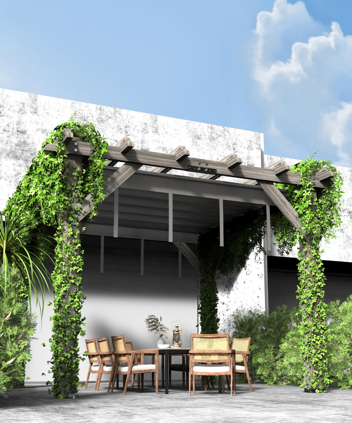 DEXSO 10'X 10' Cedar Wood Pergola with Solid Structure, Retractable Shade Canopy, Durable, Rot Resistant, Patio Pergola for Backyard, Deck, Garden, Outdoor Entertaining DEXSO