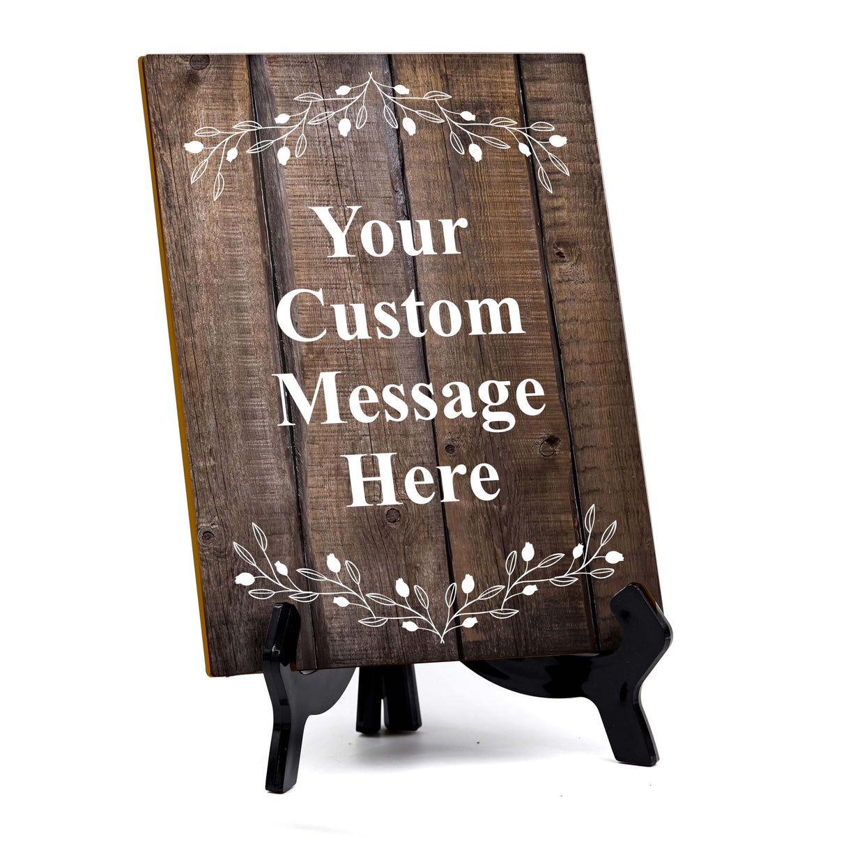Signs ByLITA Custom Personalized Rectangle Table Sign (6" x 8") Floral Branches | Write Your Own Message | Design Your Sign Signs ByLITA