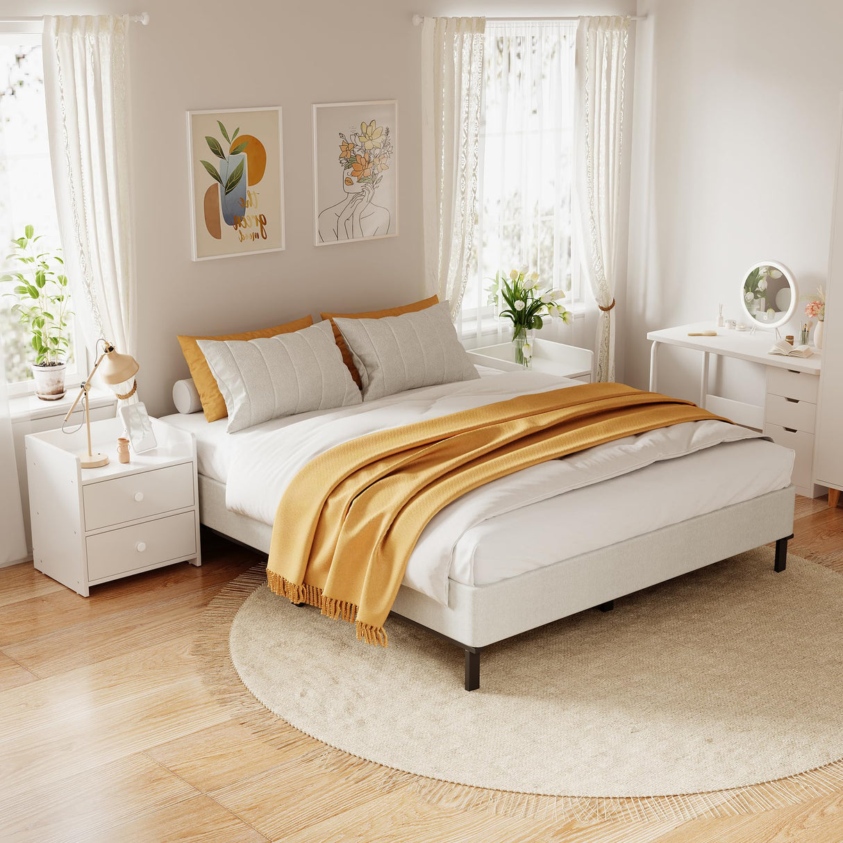 OSASET King Box Spring, 7 Inch King Size Box Spring Only, 3000 lbs Heavy Duty Metal Frame Mattress Foundation with Fabric Cover, Easy Assembly-Noise Free OSASET