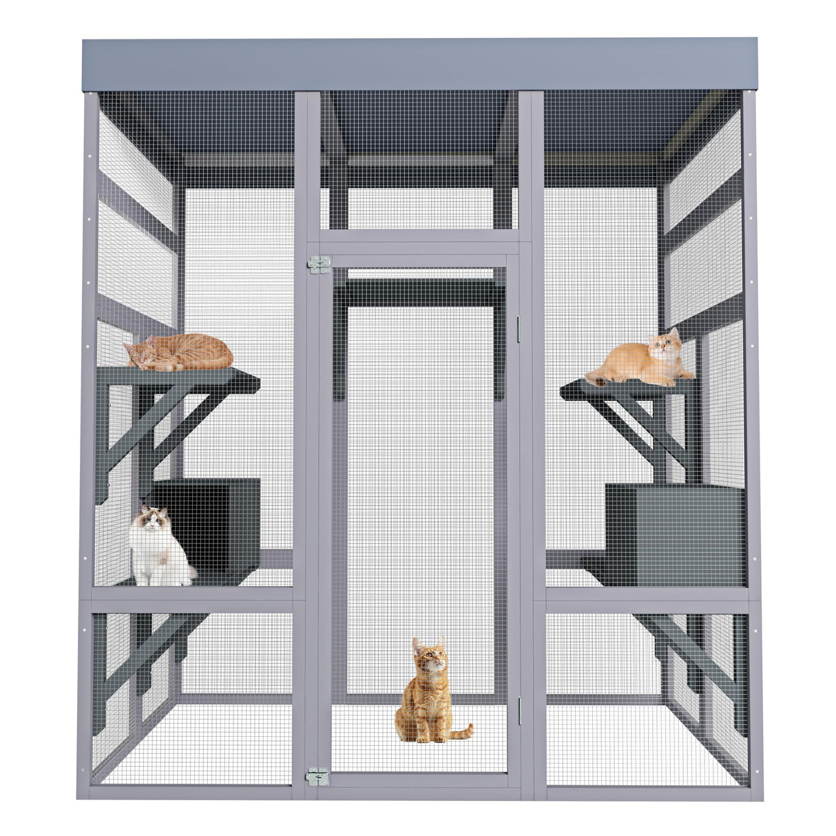 71" Large Catio Outdoor Cat Enclosure, Large Walk-in Cat Cage for Cats with Waterproof Cover, Rust-Proof Metal Wir, Indoor/Outdoor Cats Cage Condo Mochalight