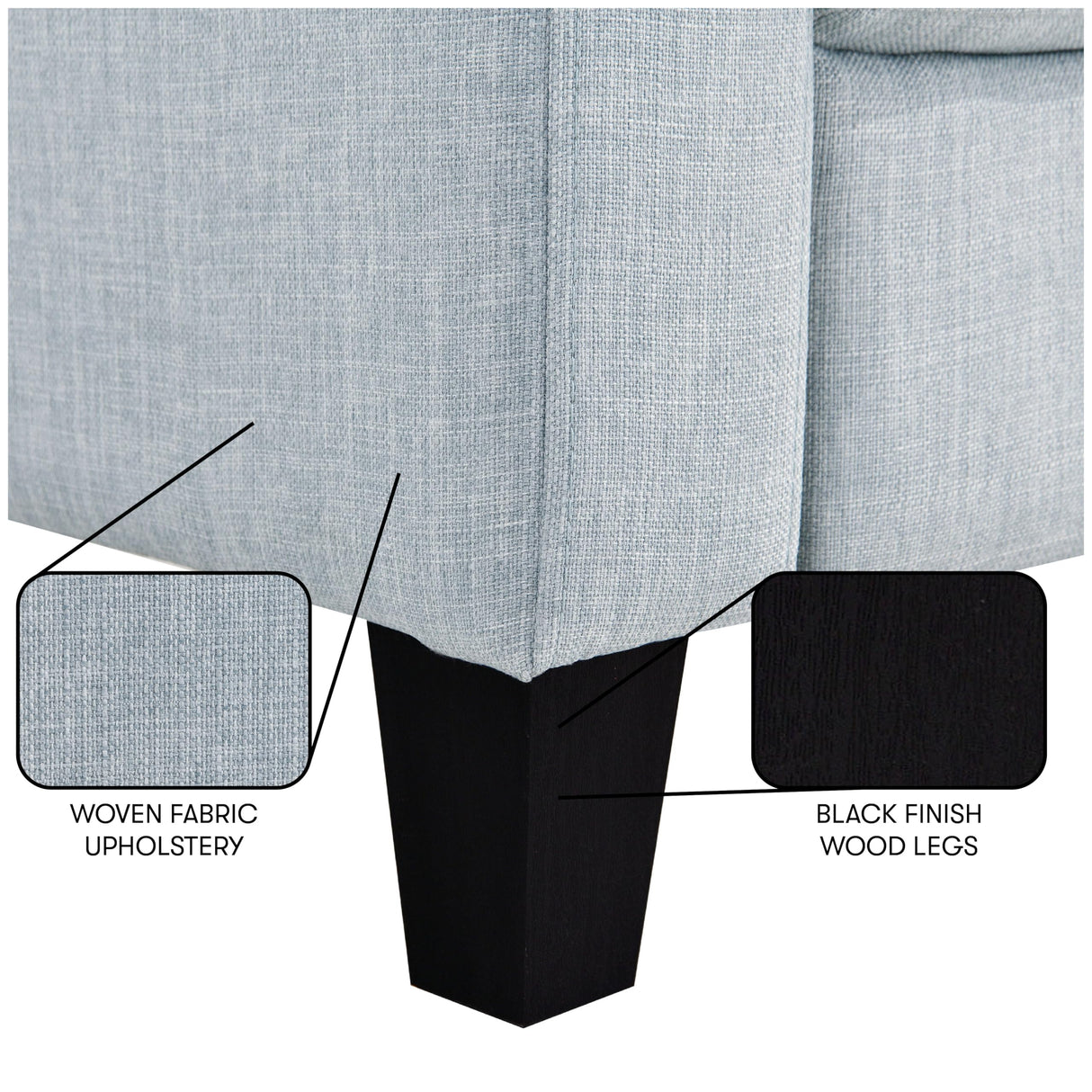 Serta® Lindbergh 70.5" Modern Transitional Sofa, Tufted Back Cushion, Square Track Arms, Solid Wood Legs, Dream Coil® Comfort, Woven Polyester Fabric, Light Gray Serta