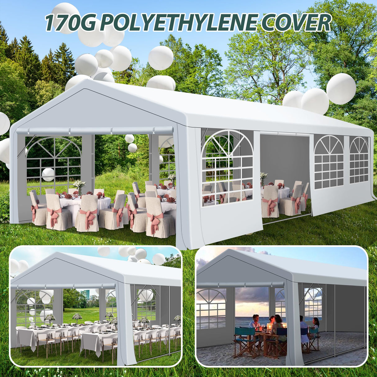 20x30 ft Party Tent Heavy Duty Canopy Tent with Removable Sidewall & 4 Sand Bags, Outdoor Wedding Event Tents for Party (20' x 30') QZEN