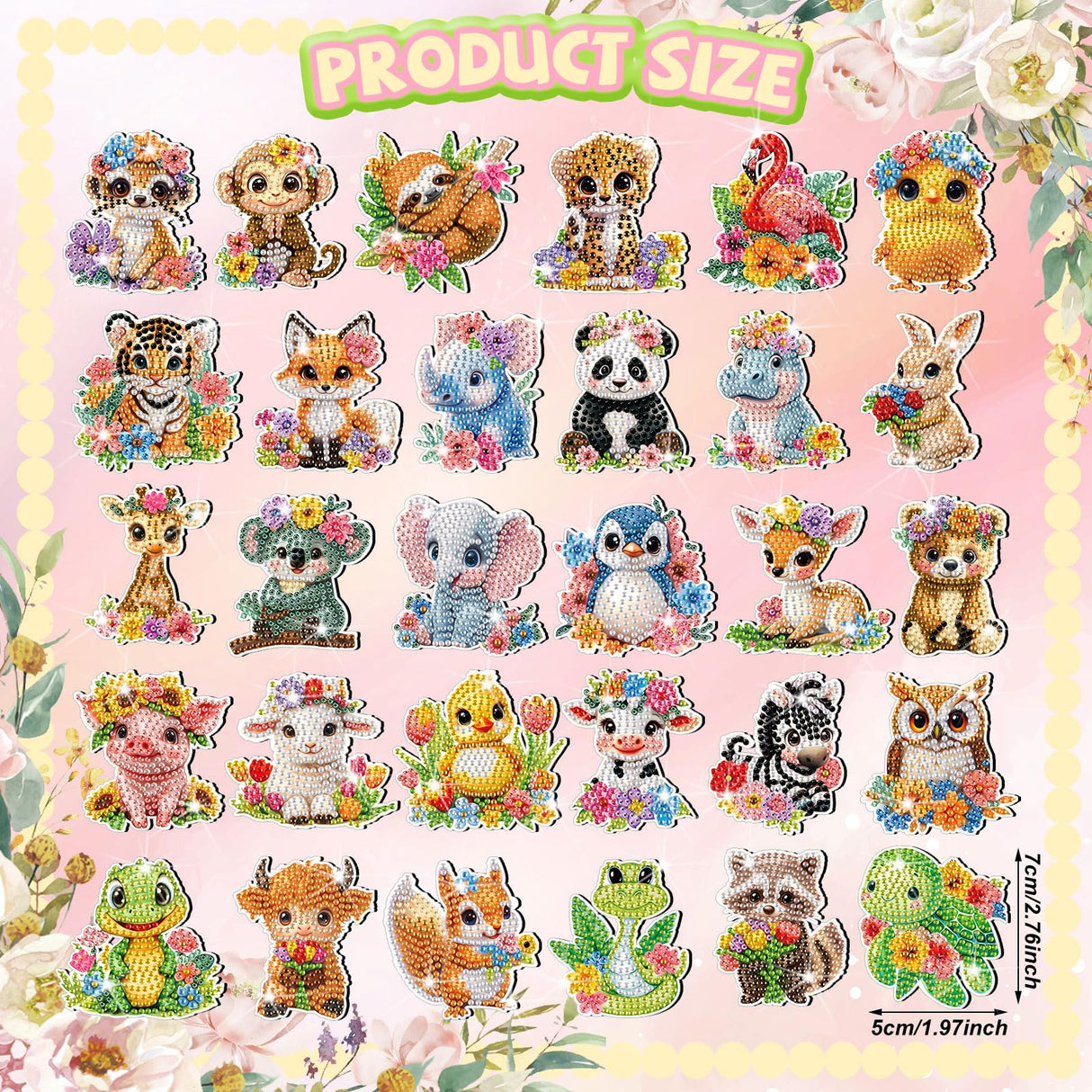 Xuhal 30 Pcs Animal Diamond Painting Magnets Watercolor Animal Diamond Art Magnet Kits for Adults Cute Elephant Tiger Refrigerator Magnetic Sticker 5D Rhinestone Fridge Stickers for DIY Crafts Gifts Xuhal