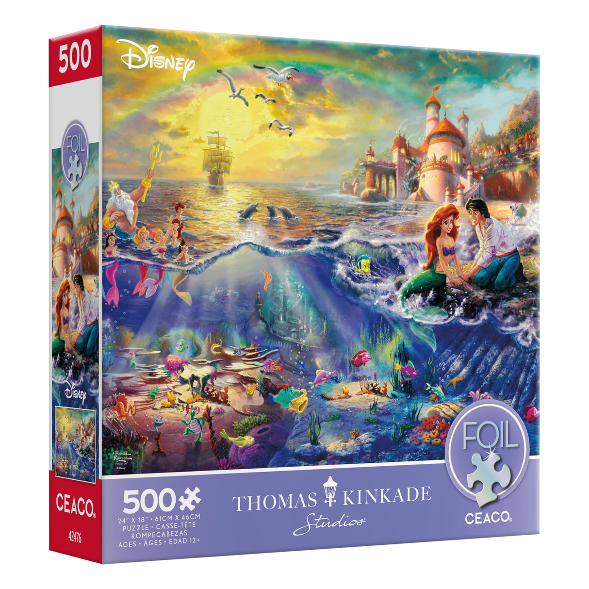 Ceaco - Foil Puzzle - Disney - Thomas Kinkade - The Little Mermaid - 500 Piece Jigsaw Puzzle Ceaco