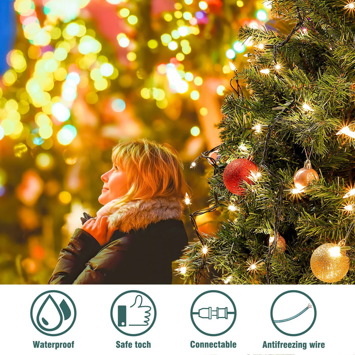 Hopolon Clear Christmas Lights Set 2PACK 50Count 13Feet Incandescent Bulb Mini String Lights for Indoor Christmas Tree Garland Birthday Wedding Festival Decor, Warm White Hopolon