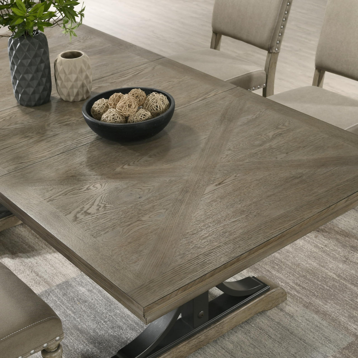 Roundhill Furniture Birmingham 8-Piece Dining Set: Extendable Table with 4 Side Chairs, 2 Armchairs, and a Nailhead Bench, Driftwood Finish Roundhill Furniture