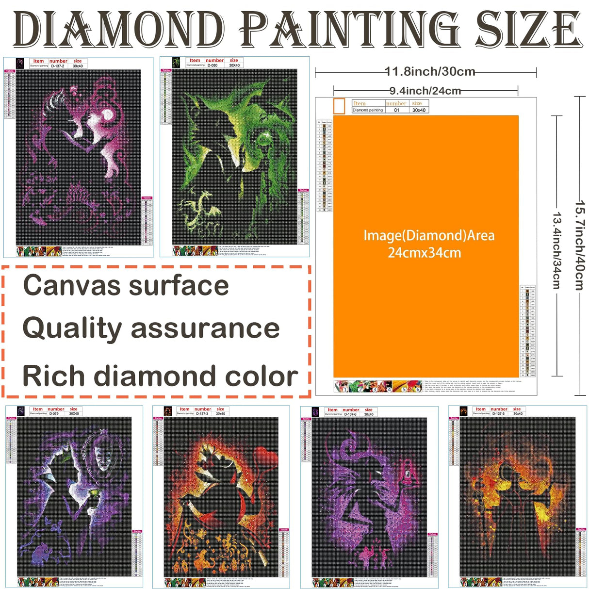 5D Adult Diamond Art Painting Kit,Villain Diamond Painting Kit-6 Pieces,Round Diamond Digital Painting Kit,Gemstone Art Painting Kit,DIY Diamond Painting Kit for Beginners (11.8x15.7 inches) GemZono