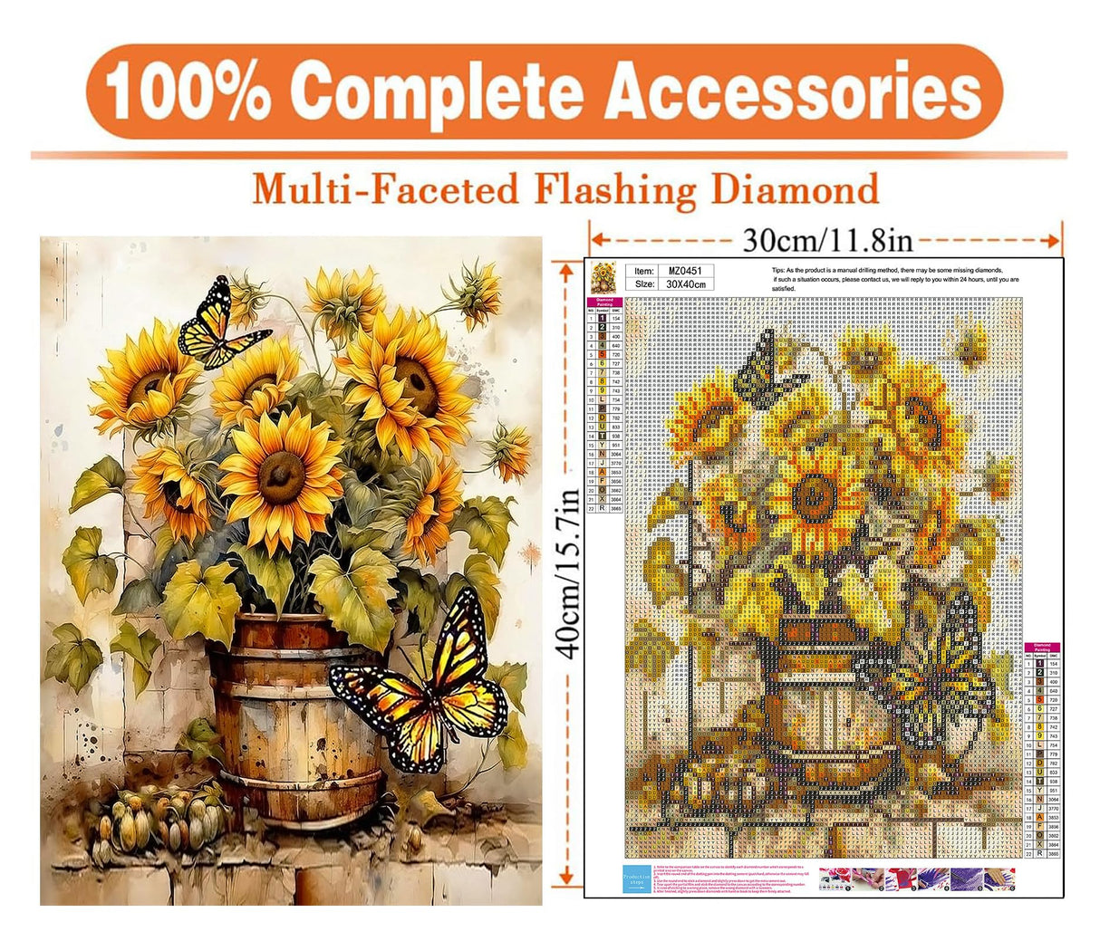 igoodom Diamond Art Kits for Adults, Sunflower Diamond Painting Kits for Beginners, DIY 5d Full Drill Round Diamond Art Kit for Home Wall Decor Gift 12x16inch igoodom