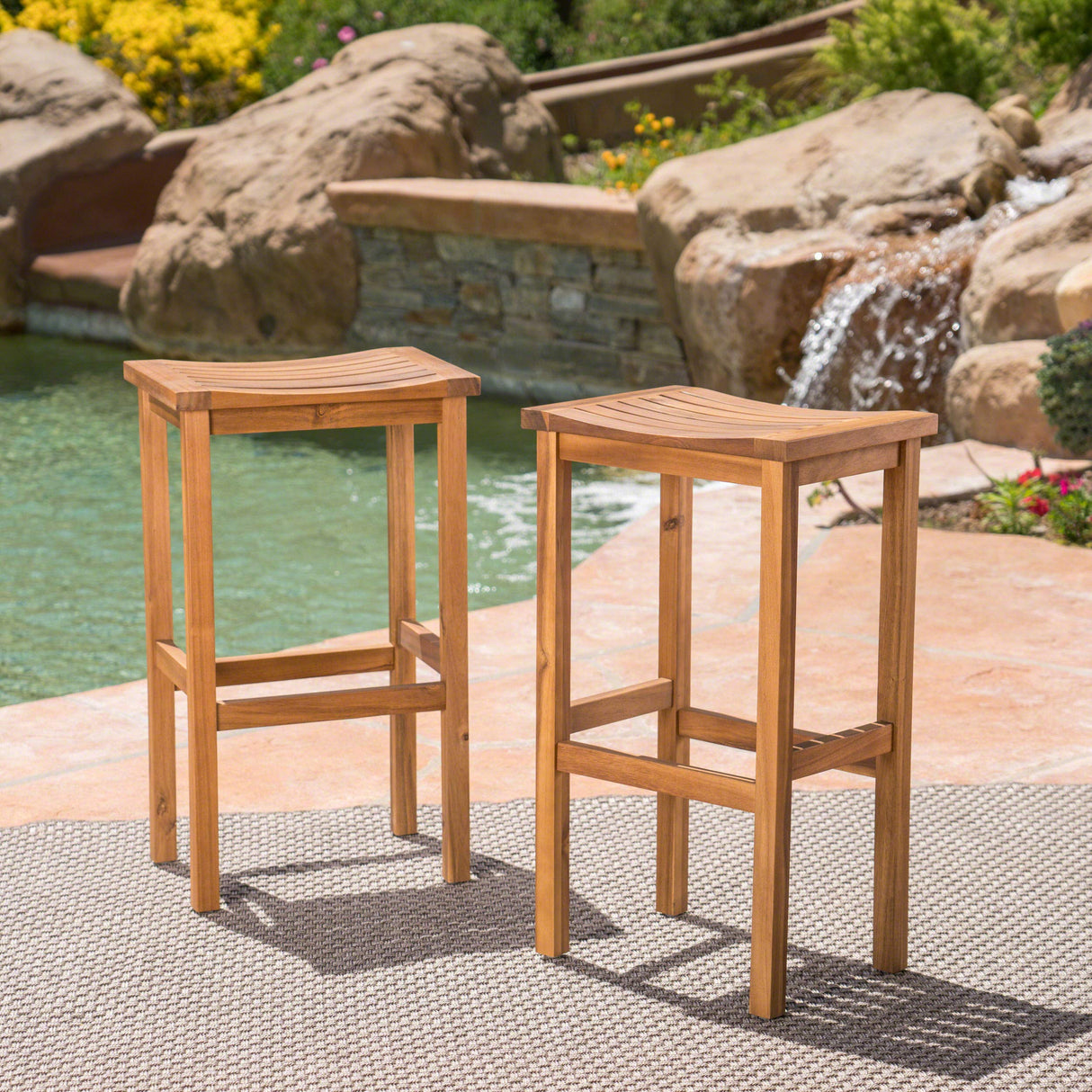Christopher Knight Home Caribbean Outdoor 30" Acacia Wood Barstools, 2-Pcs Set, Natural Stained Christopher Knight Home