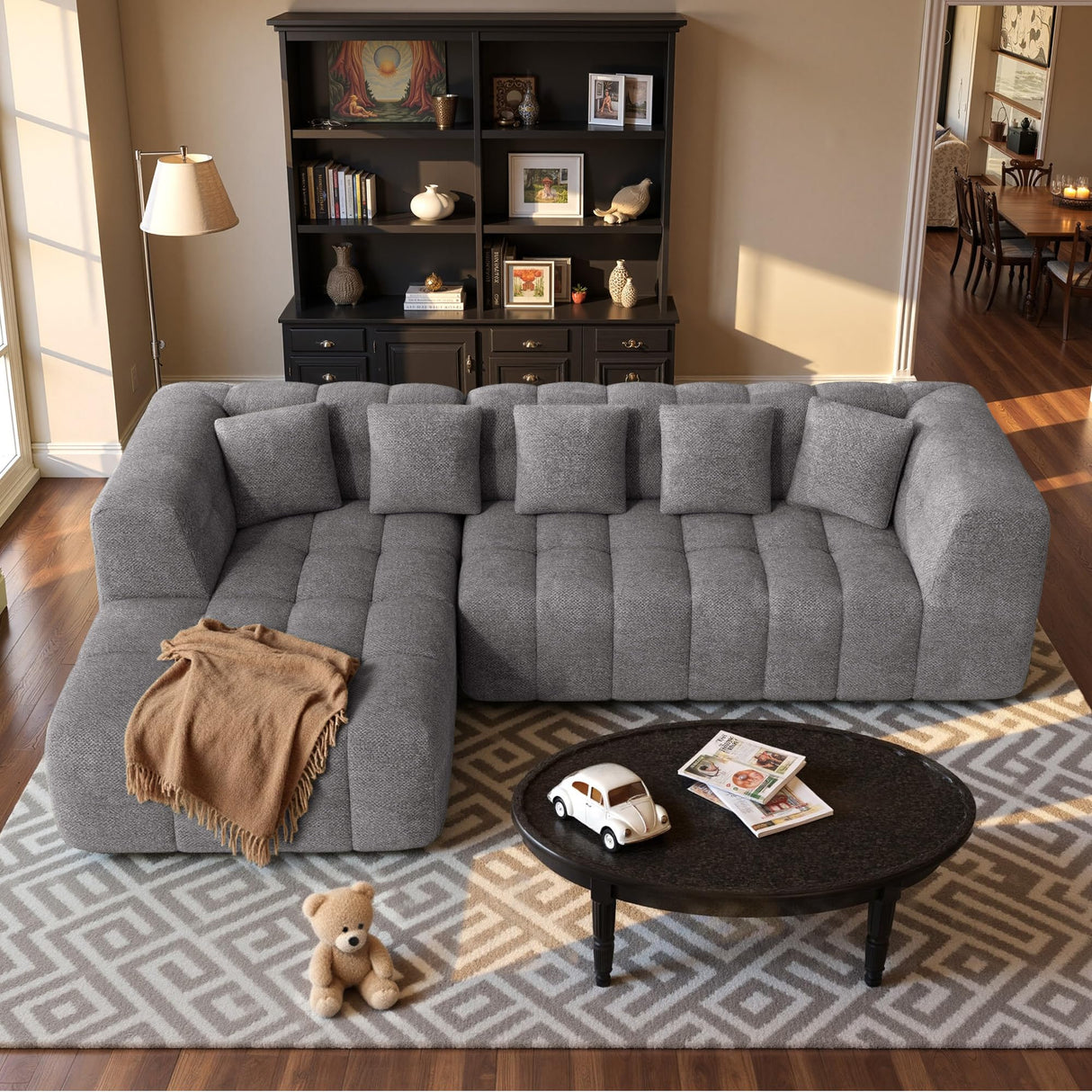 Nalupatio 107" Modern Boneless Couch Cloud Modular Sectional Sofa with L Shaped Chaise, Upholstered Comfy Chenille Couch Bed in a Box,No Assembly Required Nalupatio