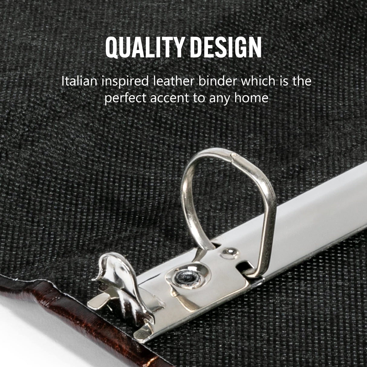 Bellagio-Italia 3-Ring 1" D Ring Binder, Tuscanny Faux Leather - for Documents, File Storage, and Trading Cards, Stores up to 250 Pages, Chestnut Bellagio-Italia