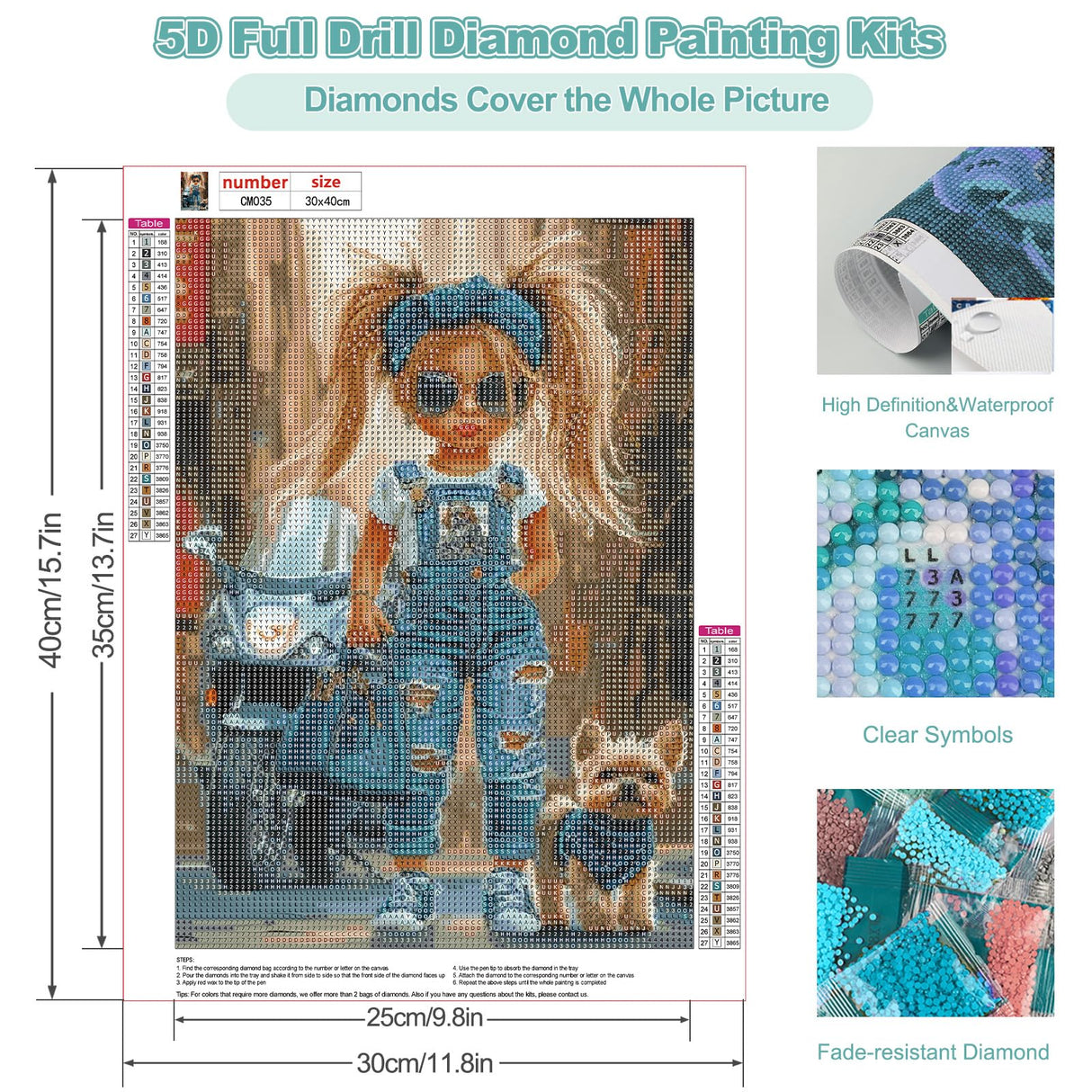 CEOVR Cartoon Motorcycle Dog Diamond Art Kits for Adults, 5D DIY Full Drill Cute Diamond Painting Dots Gem Art, Adult Crafts Kits Arts and Crafts, Wall Decor for Home Office 12x16in CEOVR