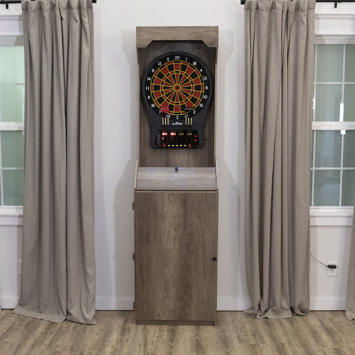 Arachnid E650 Free Standing Dartboard Cabinet Set, Rustic (E650FSRT-BK2) Arachnid