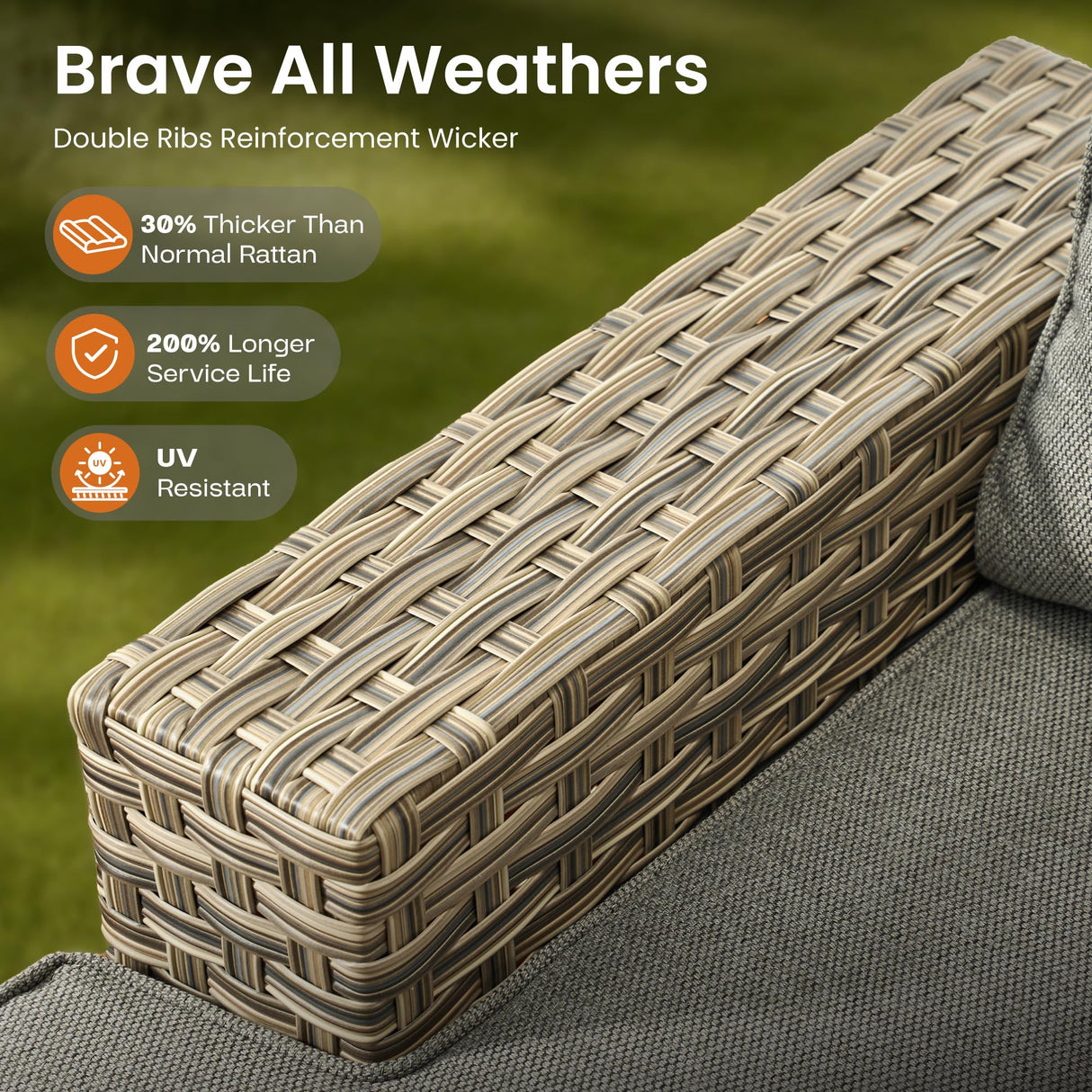 ovios 6 Piece Patio Sectional Furniture, Rattan Wicker Coversation Couch Set, Outdoor Sofa Set for Outside Porch Balcony Backyard Pool,Dark Grey ovios