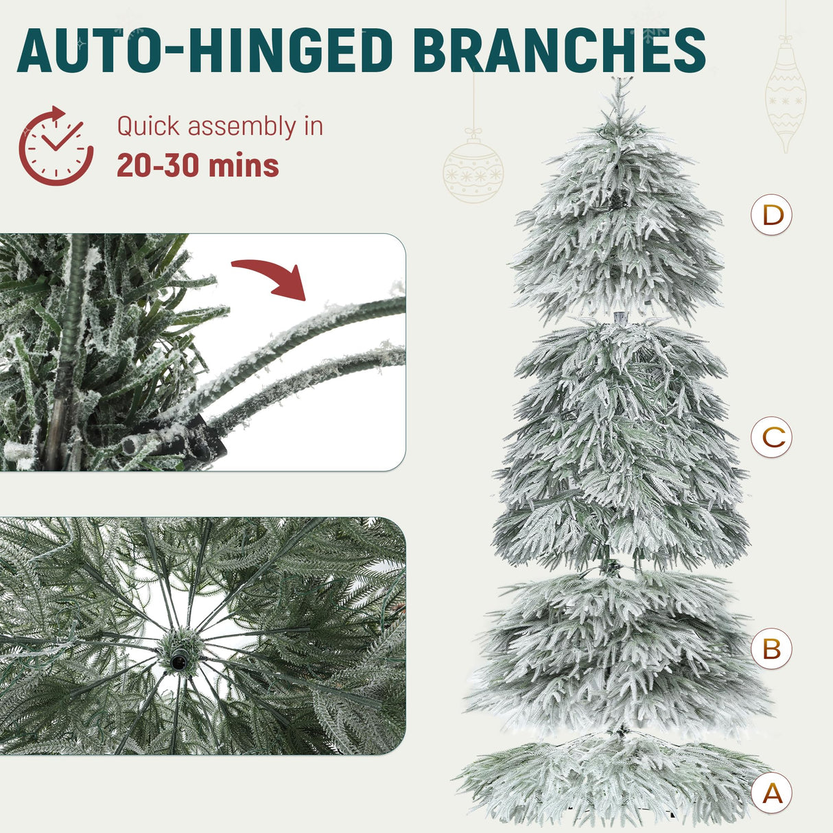 YITAHOME Pre-Lit Flocked Natural Drooping Pampas Christmas Tree, 9ft Snow Flocked Artificial Christmas Tree with 959 PE Branch Tips, 54 Feathers and 900 Lights for Home, Office, Party Decoration YITAHOME