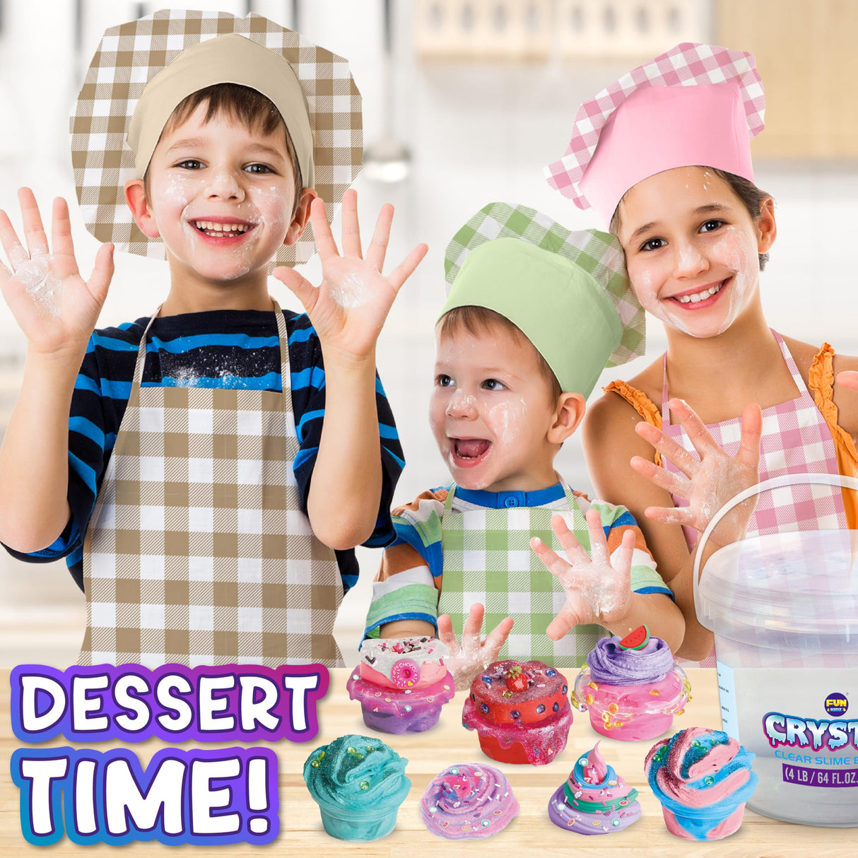 4 LB Huge Glassy Clear Slime Bucket Toy for Kids, FunKidz 64 FL OZ Premade Big Crystal Slime Pack Gift with 29 Sets Add-ins Jumbo Slime Kit for Girls Boys Party Present FUN KIDZ