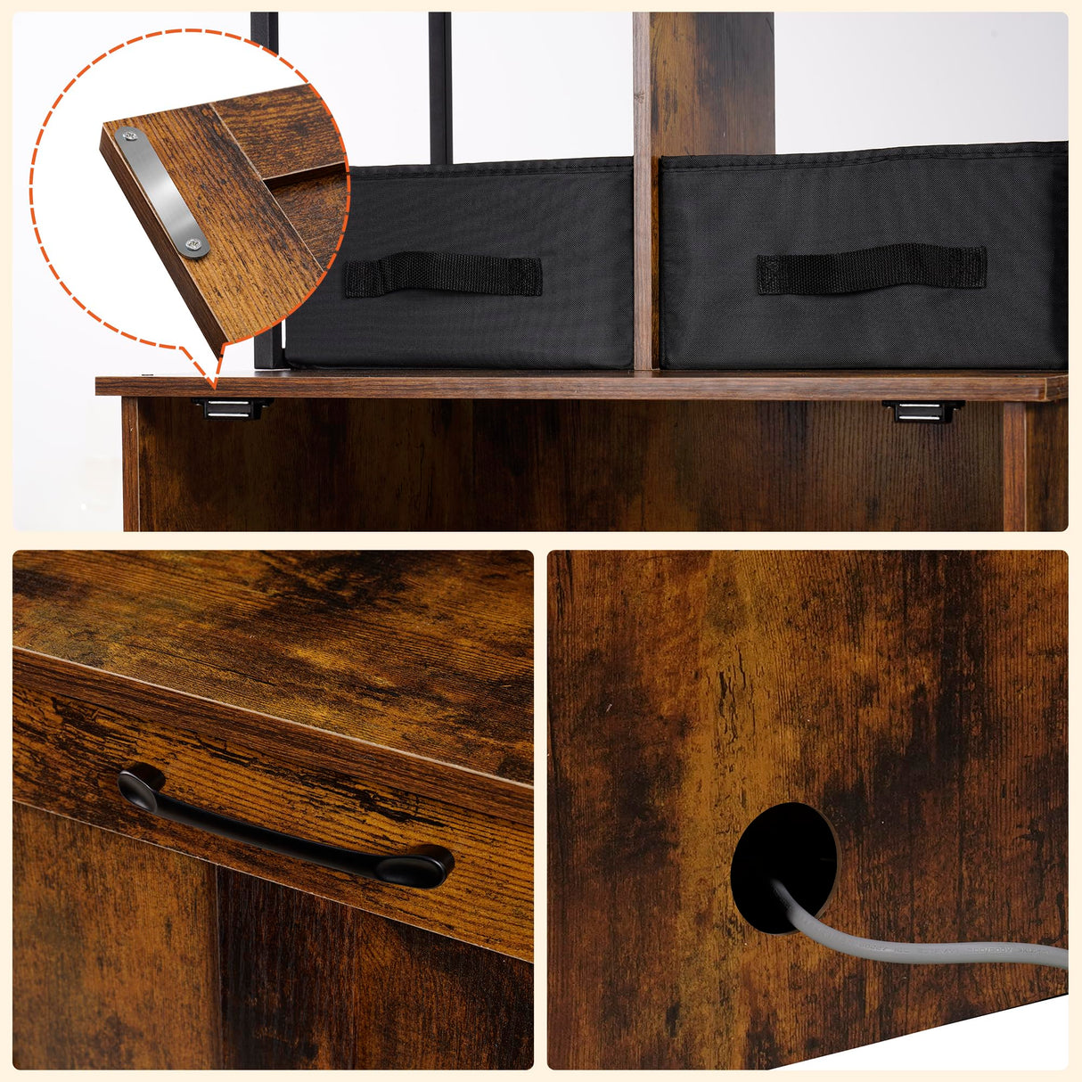 Dwanton Litter Box Enclosure with 2 Storage Shelves and 2 Drawers, 2-in-1 Hidden Cat Litter Box Enclosure Furniture with Shelf, Reversible Entrance, Washable Drawers, 50-Inch, Rustic Brown Dwanton